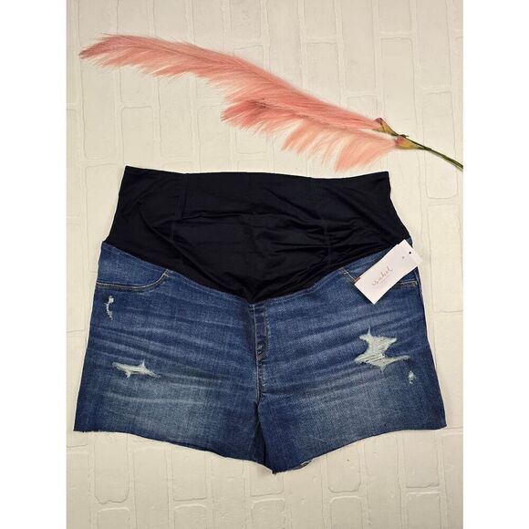 Isabel Maternity Crossover Panel Cut off Shorts Size 17 - Picture 1 of 3